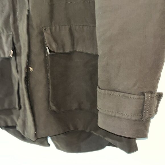 ZARA Trafaluc Outerwear Parka Sherpa Lined w/ Fake Fur Trim Hood M Russian Spy - Picture 3 of 10